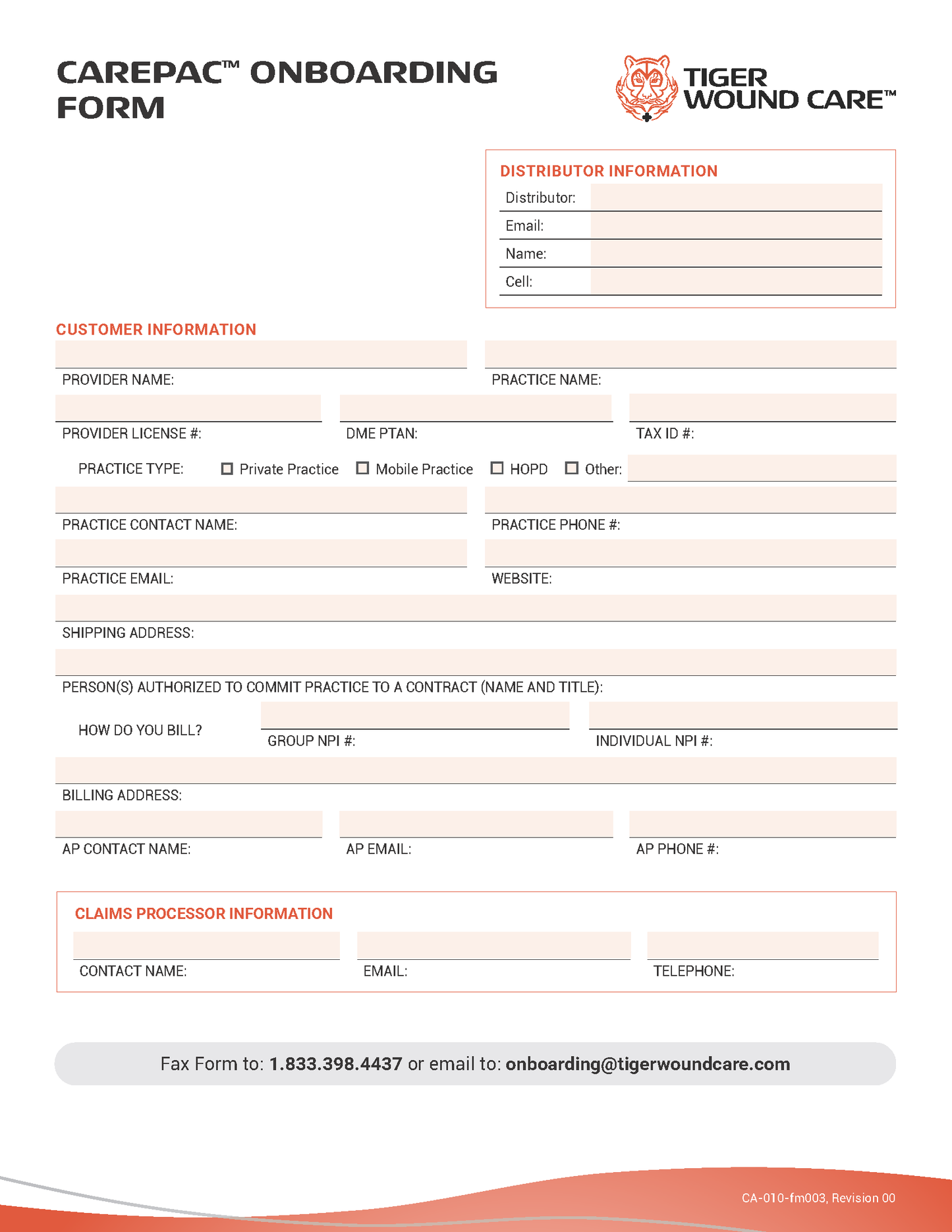 carePAC Onboarding Form