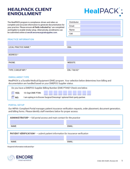 HealPACK Enrollment Form