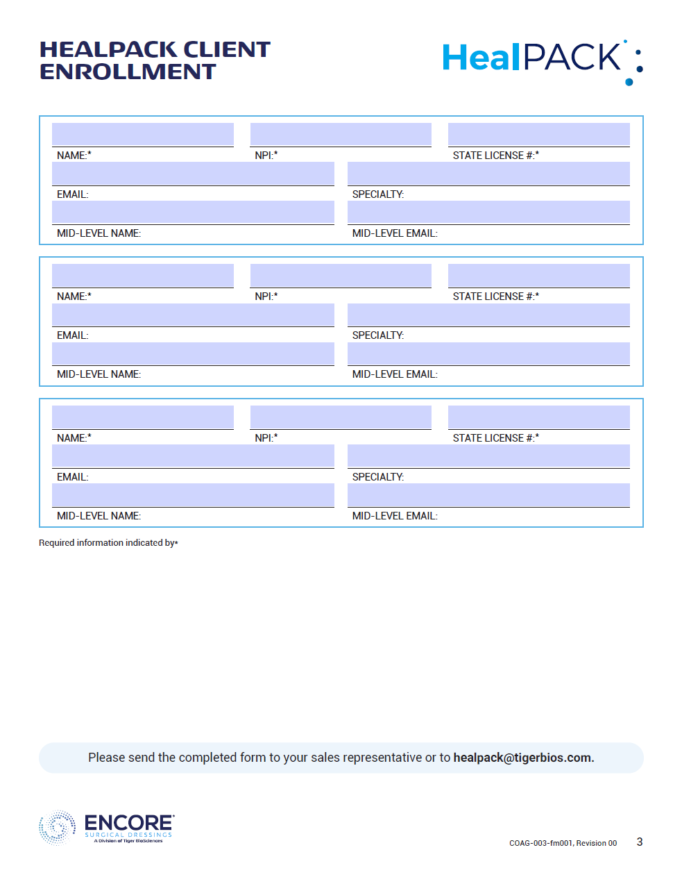 HealPACK Enrollment Form
