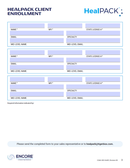 HealPACK Enrollment Form