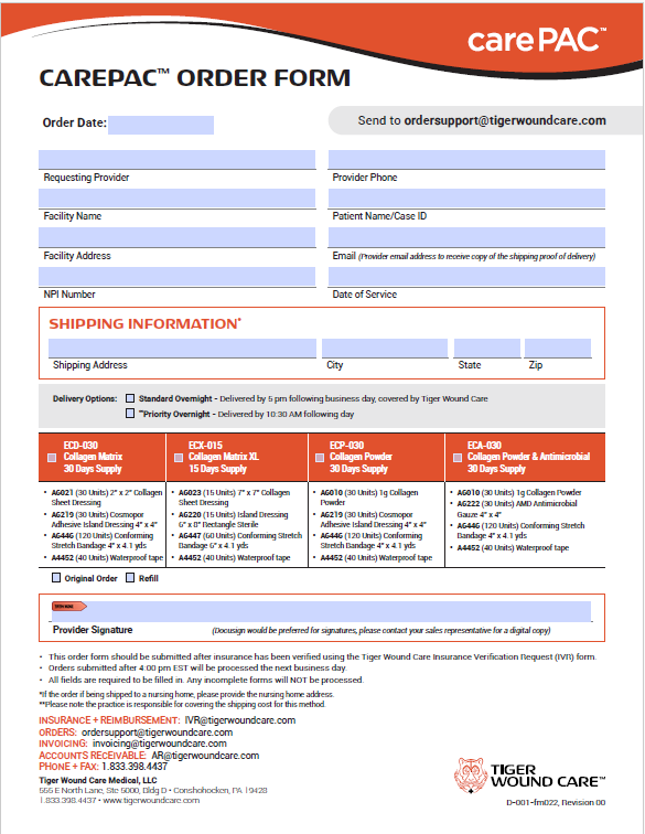 carePAC Order Form