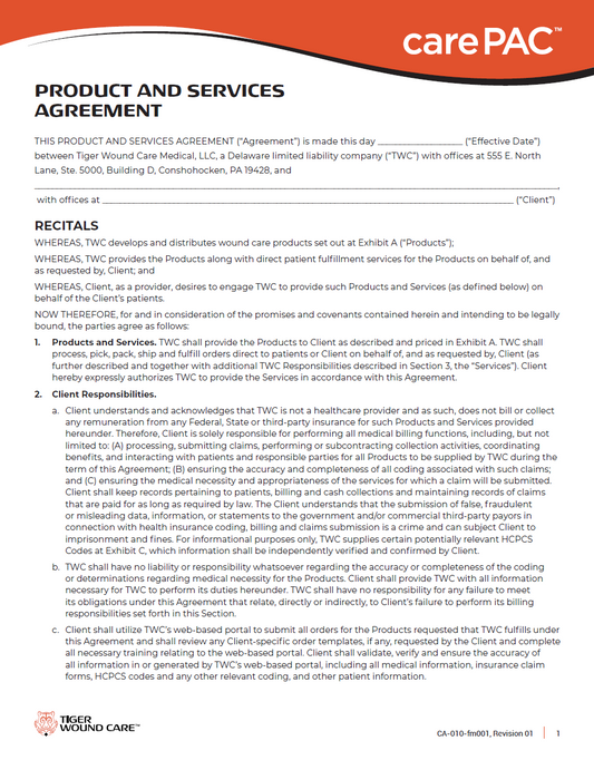 carePAC Product Services Agreement